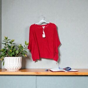 NWT‎ CUPio Cranberry Red Ribbed Dolman Sleeve Sweater Women XL